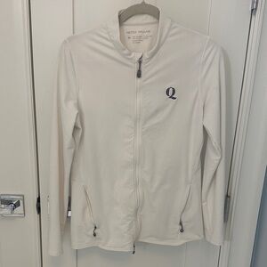 Peter Millar Women's Off-White Bomber Jacket Quinnipiac logo